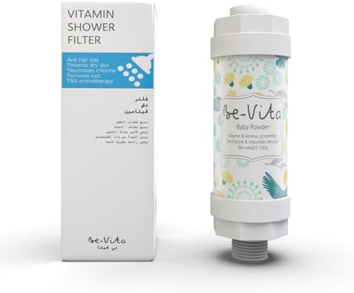 Korean Vitamin Shower Filter - Anti Hair Loss - Prevents Dry Skin - Chlorine Removal - Rust Removal - Relaxing Aromatherapy - Non-Toxic (Baby Powder)