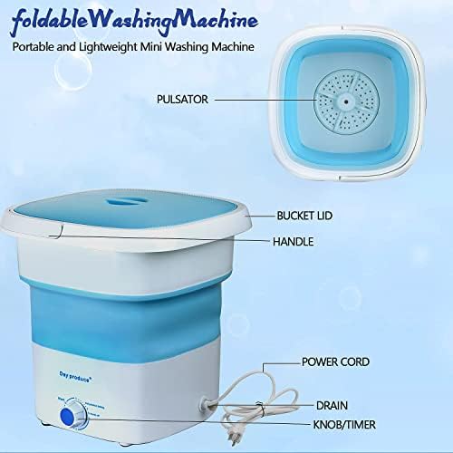 INGUNAR Portable Washer Washing Machine Small Washing Machine Protable Foldable Laundry Washer Machine Safe water &amp; Save Energy Mini Travel Laundry for Apartments, Dorm, Camping, RV(Blue)