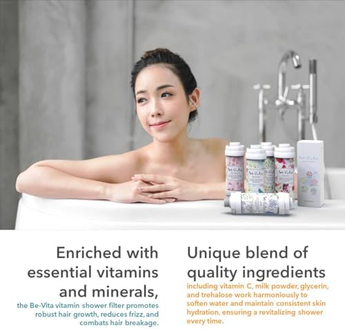 Korean Vitamin Shower Filter - Anti Hair Loss - Prevents Dry Skin - Chlorine Removal - Rust Removal - Relaxing Aromatherapy - Non-Toxic (Baby Powder)