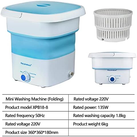 INGUNAR Portable Washer Washing Machine Small Washing Machine Protable Foldable Laundry Washer Machine Safe water &amp; Save Energy Mini Travel Laundry for Apartments, Dorm, Camping, RV(Blue)