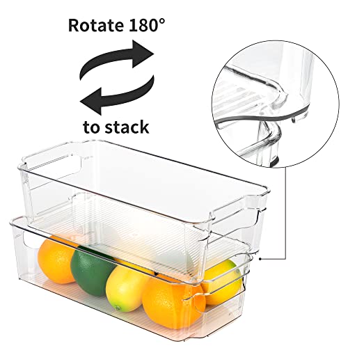 FiTopMart 8-Pack Stackable Fridge & Cabinet Organizer Bins - Clear BPA-Free Plastic Storage Boxes for Refrigerator, Kitchen Shelves & Pantry