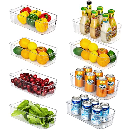 FiTopMart 8-Pack Stackable Fridge & Cabinet Organizer Bins - Clear BPA-Free Plastic Storage Boxes for Refrigerator, Kitchen Shelves & Pantry