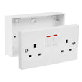 13A Wall Socket with 3x3 Surface Box - Single UK Type Power Outlet - 250V Heavy Duty - Easy Installation - UAE Standard (Double)