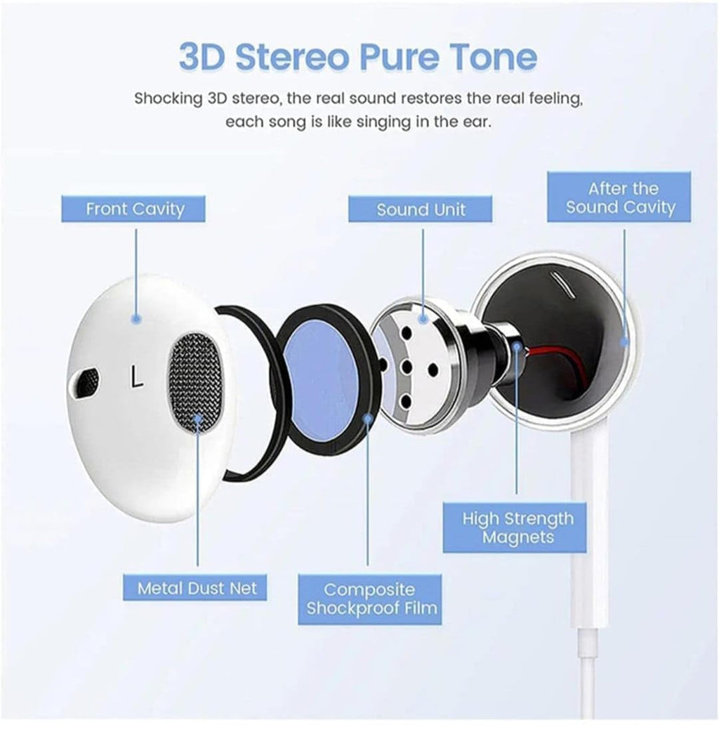 USB-C Wired Earphones for iPhone 17/16/15 Pro Max, iPad Pro, Samsung Galaxy S23/S22/S21/S20 Ultra, Note 10/20, Pixel – Single Ear with Noise Cancellation (USB Type-C)