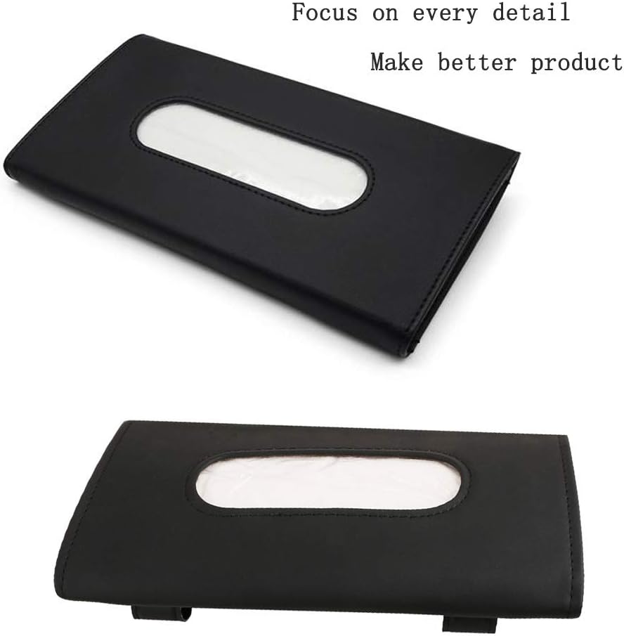 Carstous Leather Car Tissue Holder & Visor Organizer – Cartbox02B, Black, Fits Headrest, Seat & Door Pocket