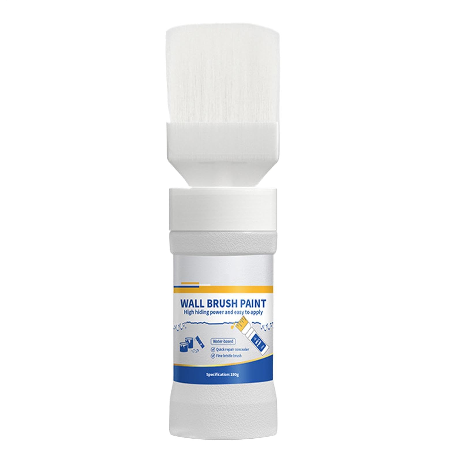 Sioussy Wall Repair Paint for Stains and Cracks, White Latex Paint 180g with Built-in Rotating Brush, Fast-Drying Water-Based Formula for Walls, Ceilings, Furniture, and Baseboards