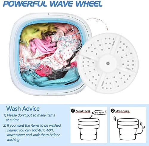 INGUNAR Portable Washer Washing Machine Small Washing Machine Protable Foldable Laundry Washer Machine Safe water &amp; Save Energy Mini Travel Laundry for Apartments, Dorm, Camping, RV(Blue)