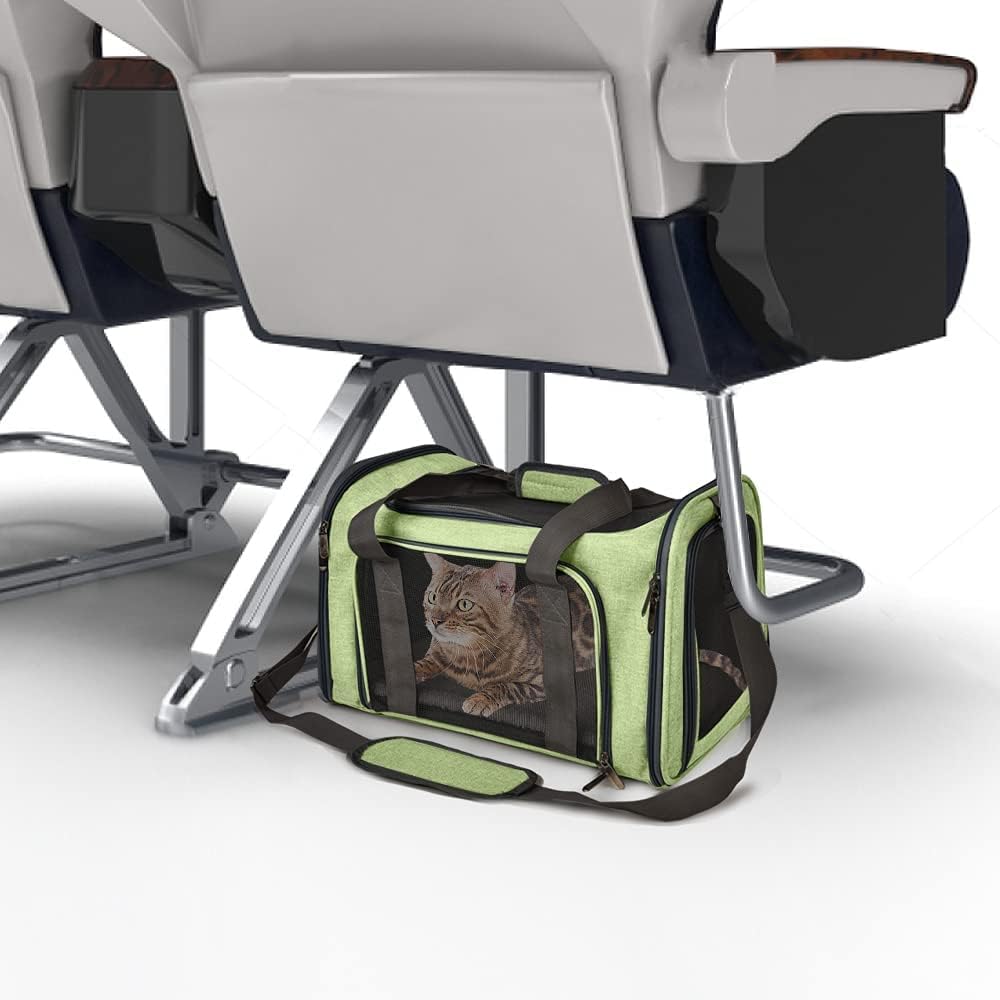 Henkelion Pet Carrier for Cats and Dogs – TSA Approved, Foldable, Soft-Sided, Up to 15 lbs – Black