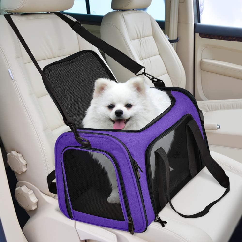 Henkelion Pet Carrier for Cats and Dogs – TSA Approved, Foldable, Soft-Sided, Up to 15 lbs – Black