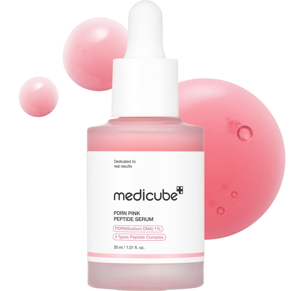 Medicube Pink Peptide PDRN Serum 1% – Pink Glow, Niacinamide, Moisturizing & Plumping, Korean Skincare 30ml (Salmon DNA PDRN)