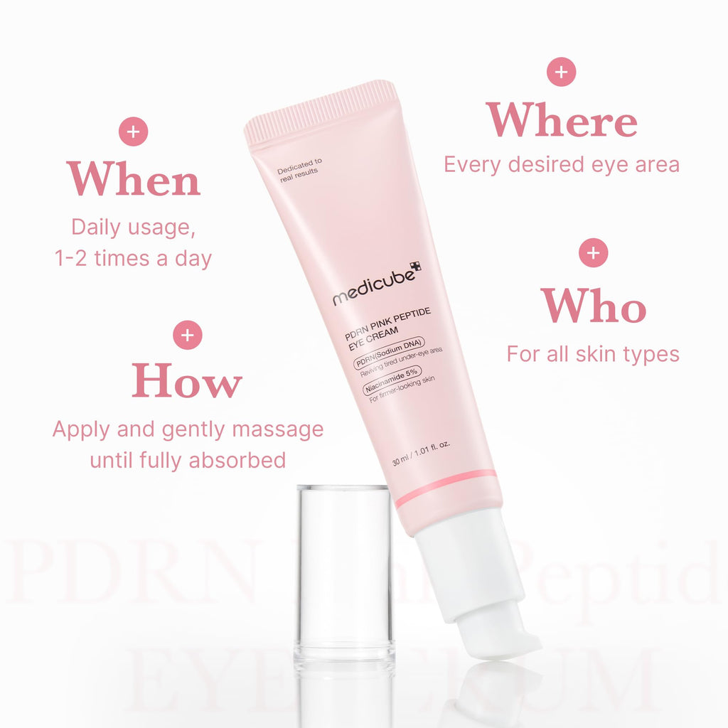Medicube Pink Peptide Eye Serum – Salmon DNA PDRN, Niacinamide & 99% Pure Retinol for Fine Lines, Dark Circles, Korean Skincare 1.01 fl oz