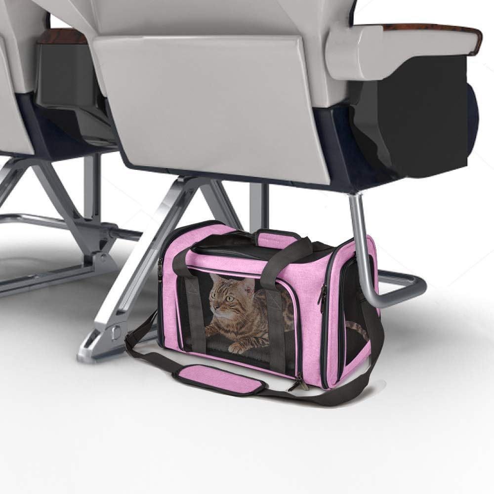 Henkelion Pet Carrier for Cats and Dogs – TSA Approved, Foldable, Soft-Sided, Up to 15 lbs – Black