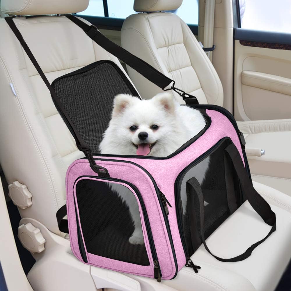 Henkelion Pet Carrier for Cats and Dogs – TSA Approved, Foldable, Soft-Sided, Up to 15 lbs – Black