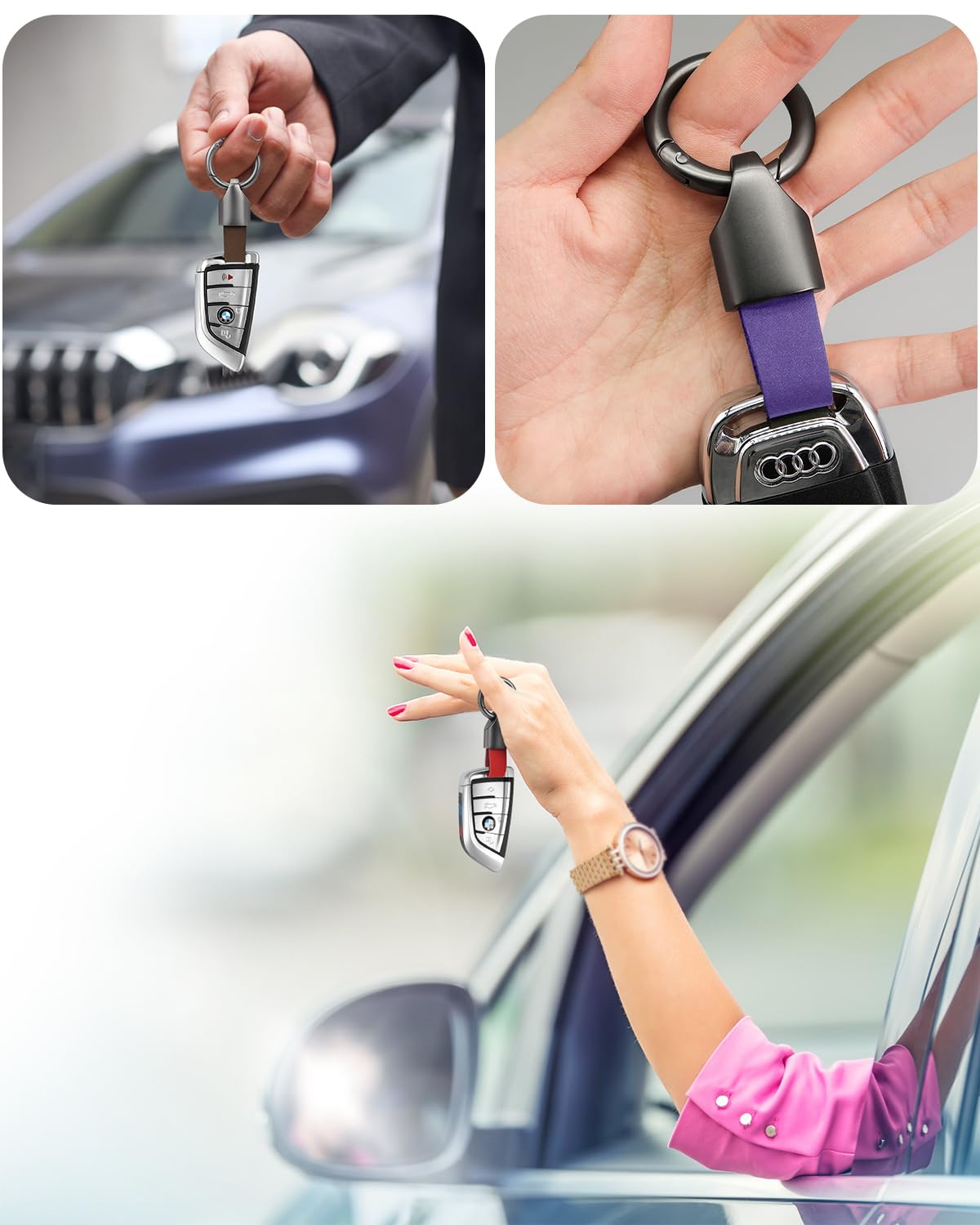 Whtawtaw Car Key Chain Clip - Small FOB Key Accessory with Metal Zinc Alloy Key Ring & Clasp