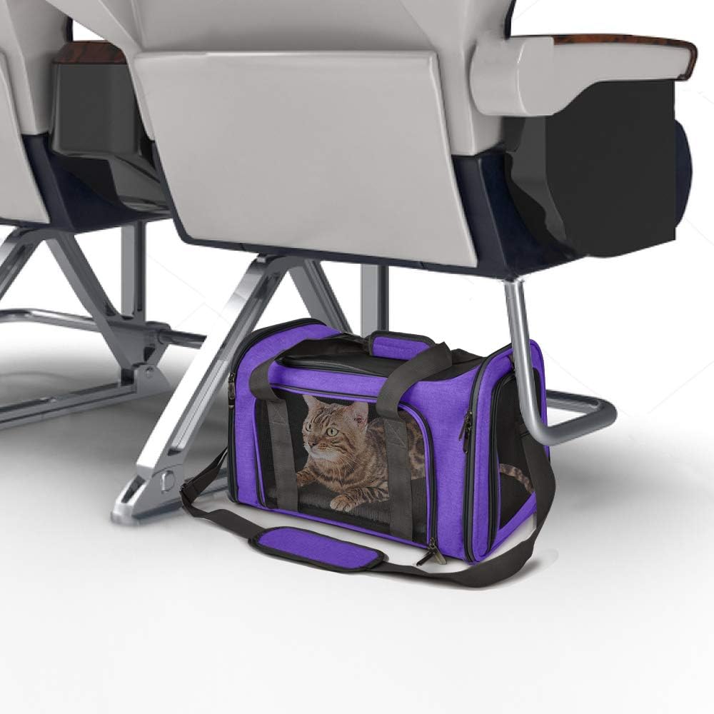 Henkelion Pet Carrier for Cats and Dogs – TSA Approved, Foldable, Soft-Sided, Up to 15 lbs – Black