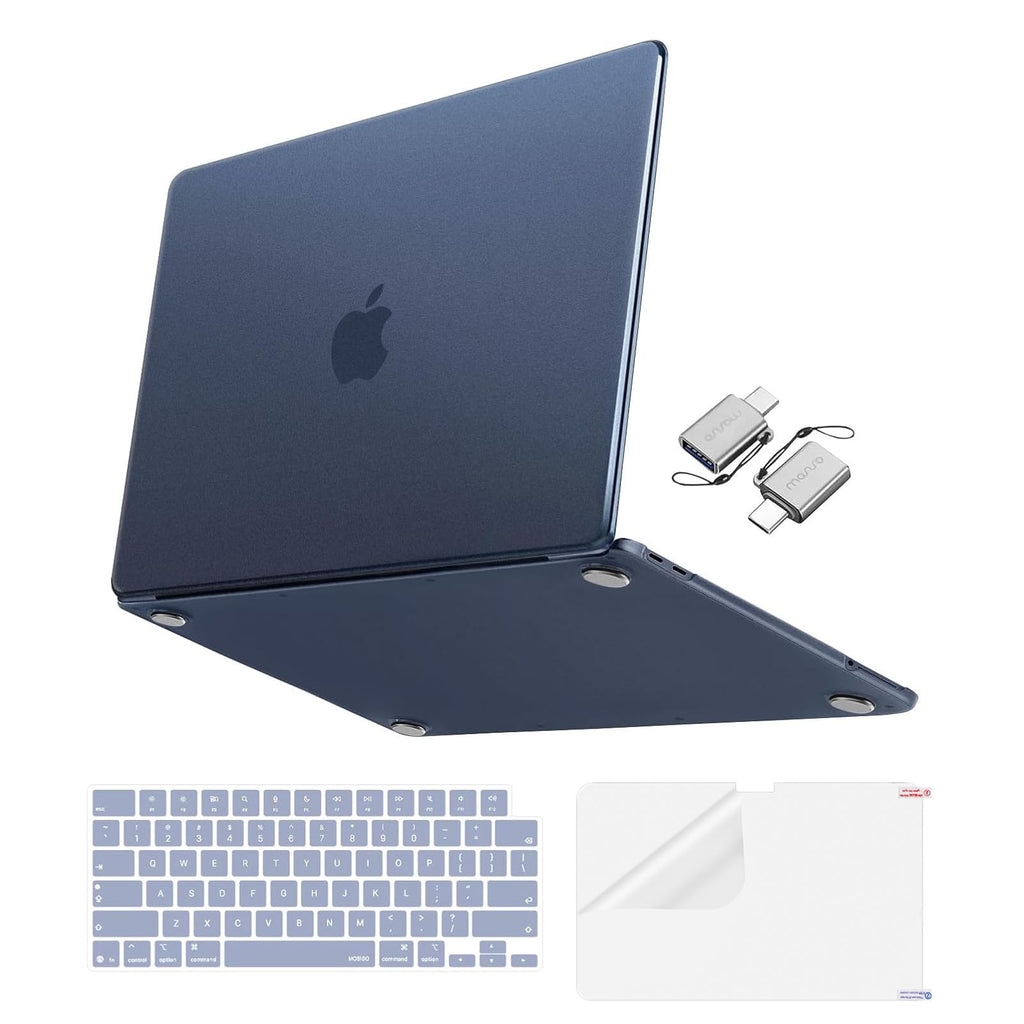 Musieso Case Compatible with MacBook New 13 Inch 2026 Model A3404 with A18 Pro Chip, 4-in-1 Bundle with Matte Finish, Smooth Snap & Fingerprint Resistant, Translucent Indigo Blue