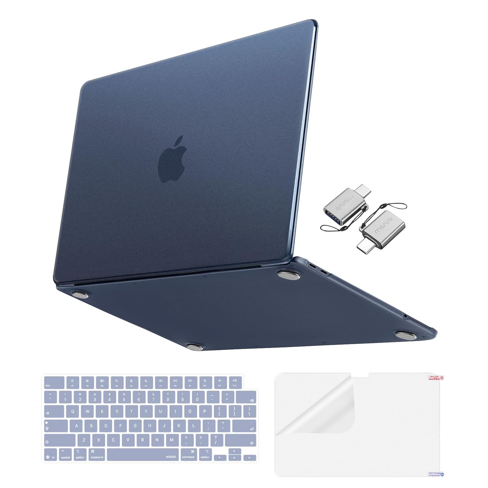 Musieso Case Compatible with MacBook New 13 Inch 2026 Model A3404 with A18 Pro Chip, 4-in-1 Bundle with Matte Finish, Smooth Snap & Fingerprint Resistant, Translucent Indigo Blue