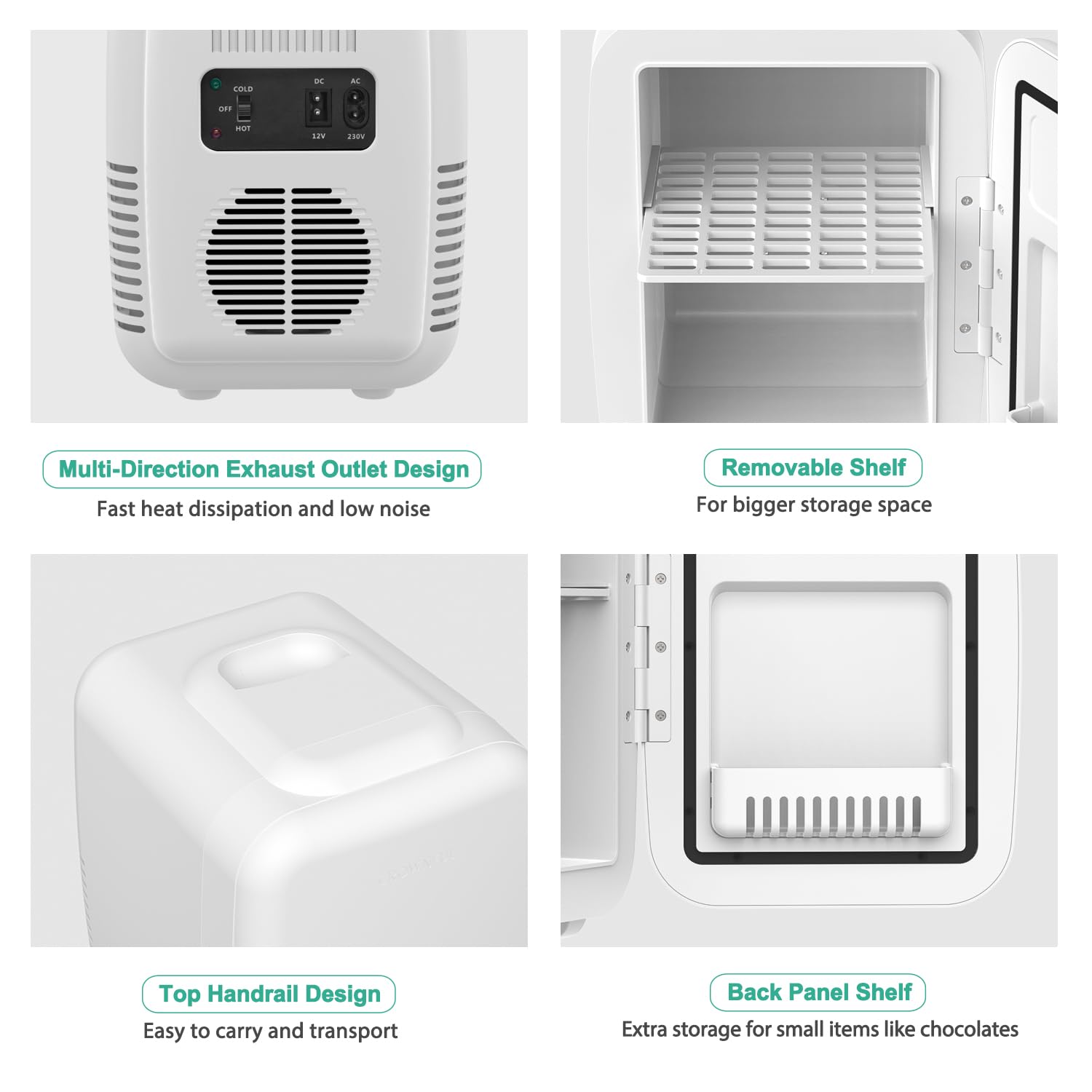 Crownful 4L Mini Fridge - 6-Can Portable Cooler & Warmer | Personal Skincare, Cosmetics & Food Refrigerator for Bedroom, Office, Car & Dorm | ETL Listed (White)