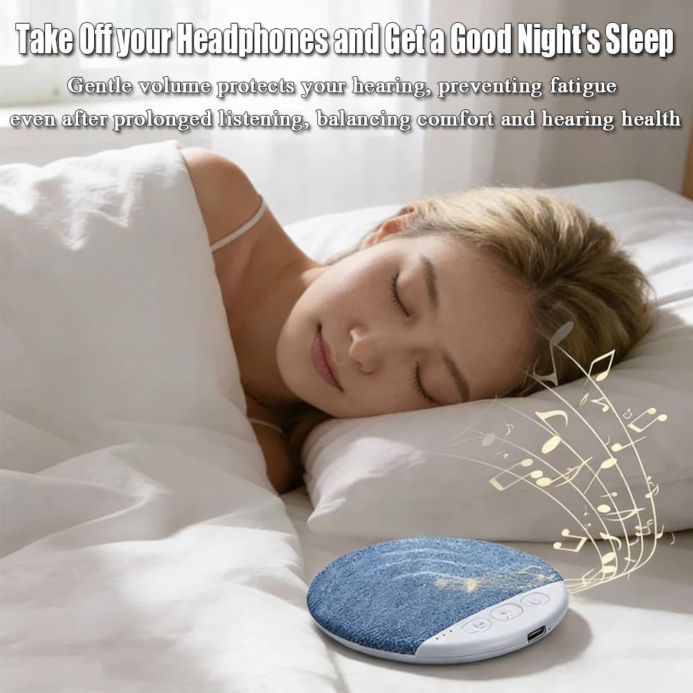 Bluetooth Sleep Pillow Speaker 2026 – Portable Under-Pillow Speaker with White Noise Timer, Wireless Sleep Aid with Stereo Sound for Kids & Adults (Blue)