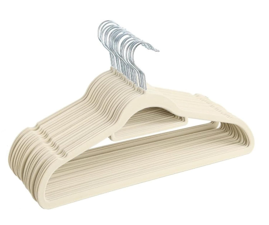 Red Dot® Gift 10-Pack Non-Slip Velvet Hangers – Beige, 42cm, 360° Swivel Hook, Slim & Durable for Coats & Trousers