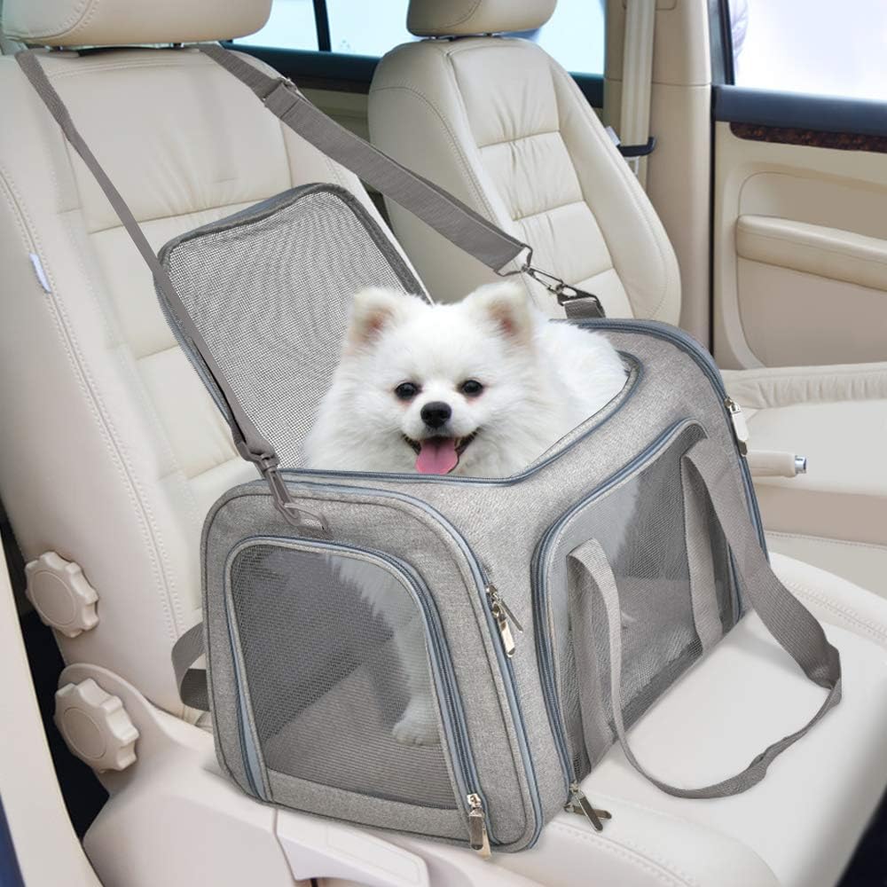 Henkelion Pet Carrier for Cats and Dogs – TSA Approved, Foldable, Soft-Sided, Up to 15 lbs – Black