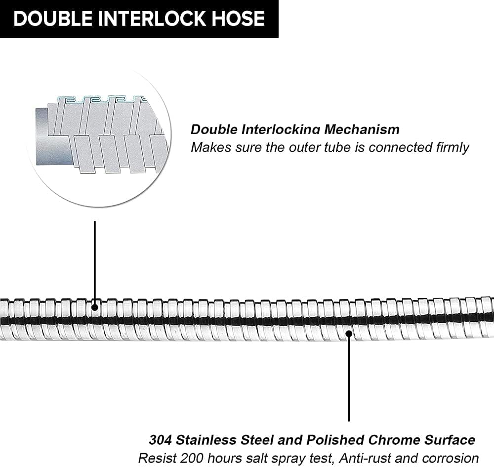 2 Meter (6.5 ft) Shower Hose, Flexible Stainless Steel Handheld Shower Hose 78 Inch, Replacement Hose for Handheld Shower Head, Chrome (1)