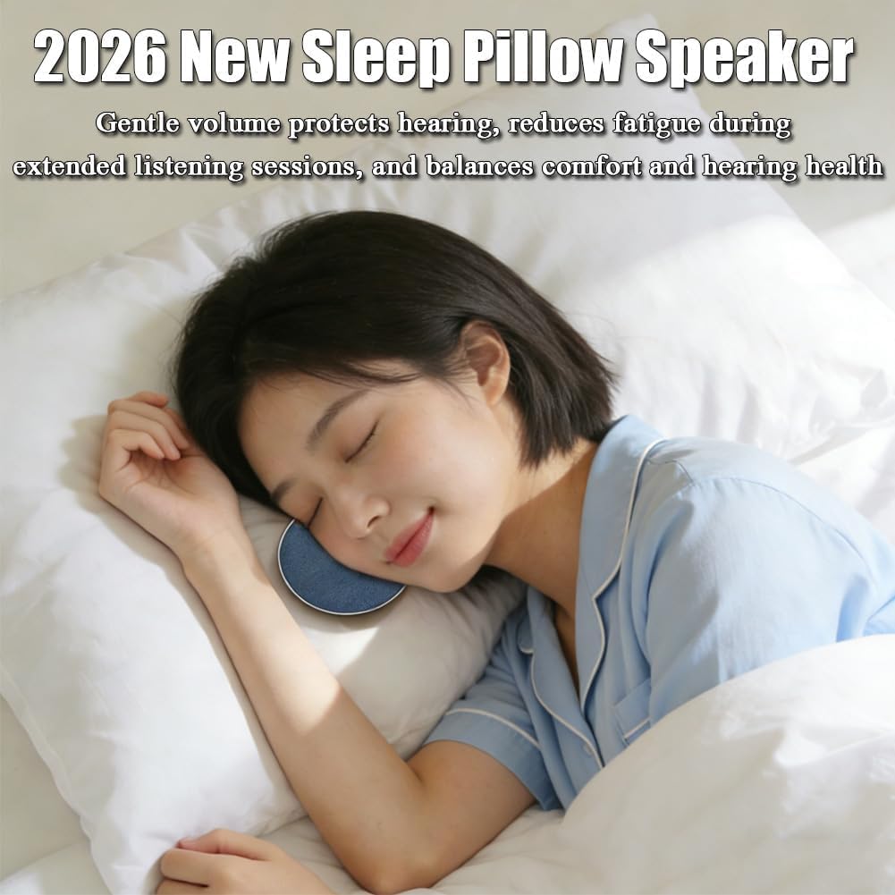 Bluetooth Sleep Pillow Speaker 2026 – Portable Under-Pillow Speaker with White Noise Timer, Wireless Sleep Aid with Stereo Sound for Kids & Adults (Blue)