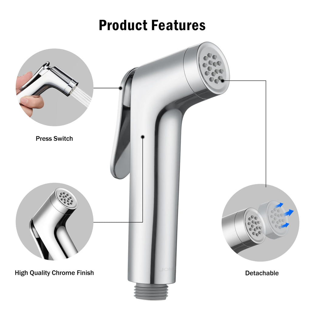 JOMOO Shattaf Set - Bidet Sprayer for Toilet with 47" Stainless Steel Hose | Wall Mounted Handheld Bathroom Spray for Personal Hygiene | Chrome