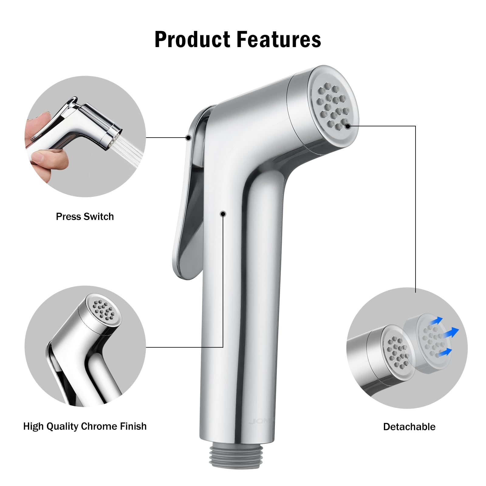 JOMOO Shattaf Set - Bidet Sprayer for Toilet with 47" Stainless Steel Hose | Wall Mounted Handheld Bathroom Spray for Personal Hygiene | Chrome