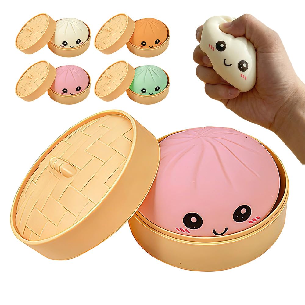 Foxiod Sponge Dumpling Mystery Box, Handmade Squishy Stress Relief Dumpling Balls, Easter Basket Gifts, Stress Relief Squishies (Pink-2)