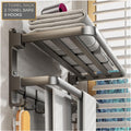 SLEEPHEAD® Gray Wall-Mounted Towel Holder No Drilling or Screws, 24 Inch, Double Towel Bar with Hotel-Style Towel Shelf