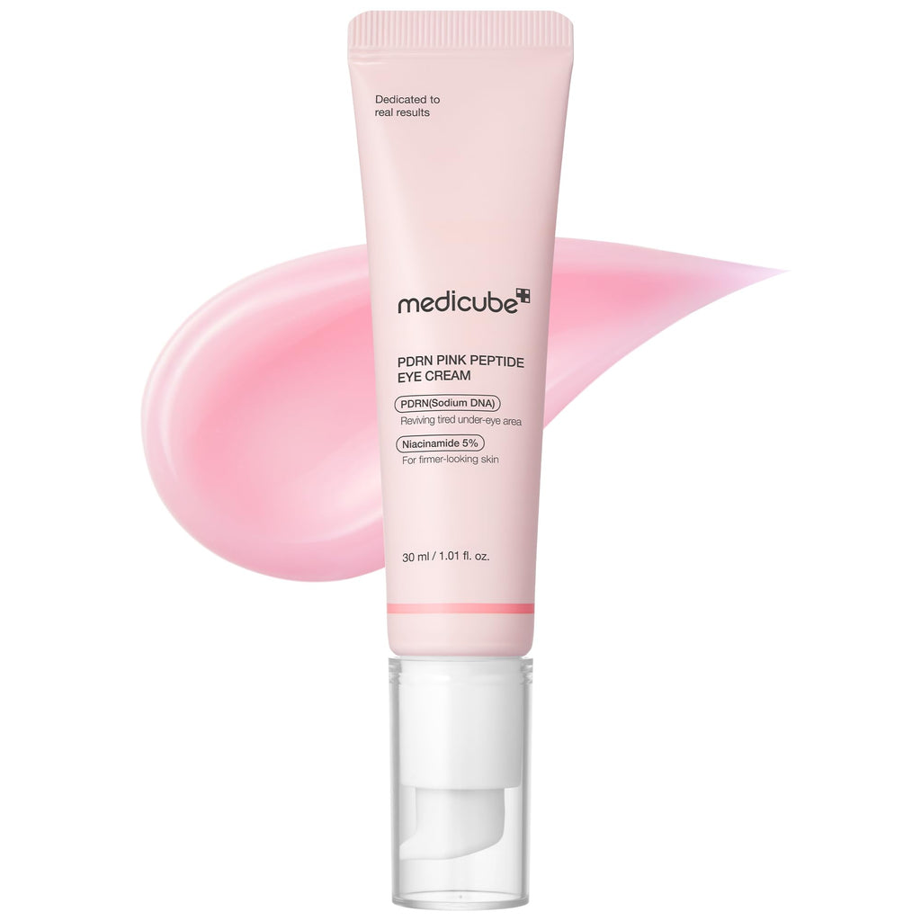 Medicube Pink Peptide Eye Serum – Salmon DNA PDRN, Niacinamide & 99% Pure Retinol for Fine Lines, Dark Circles, Korean Skincare 1.01 fl oz