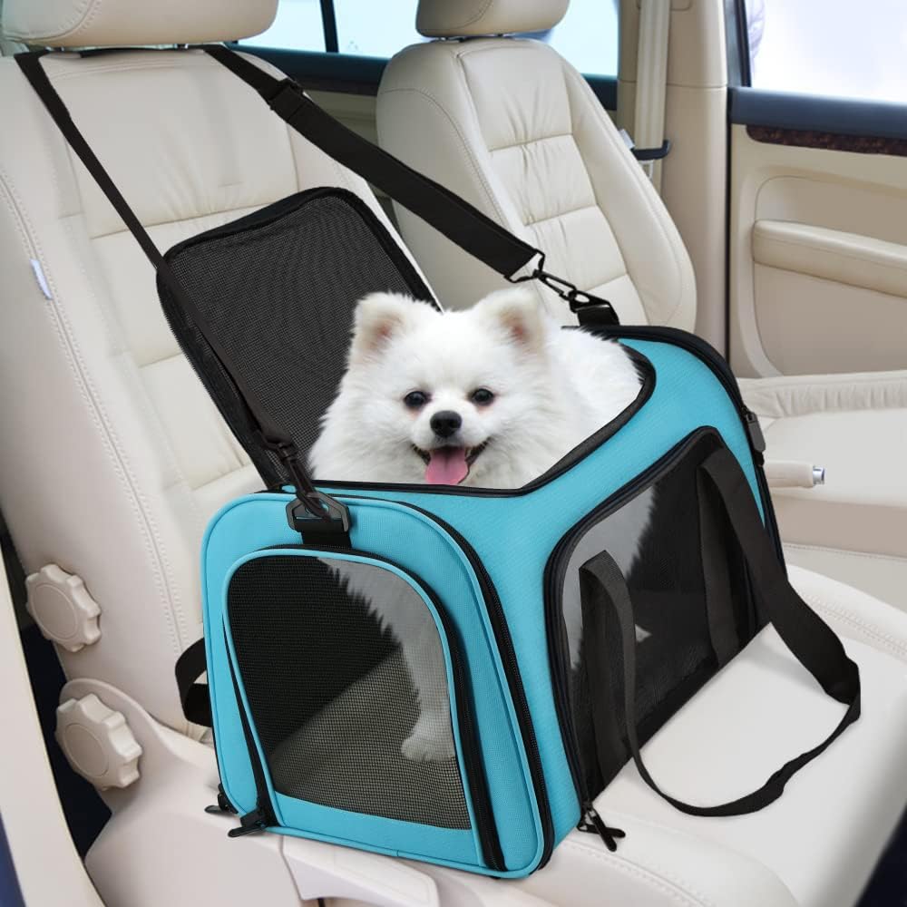 Henkelion Pet Carrier for Cats and Dogs – TSA Approved, Foldable, Soft-Sided, Up to 15 lbs – Black