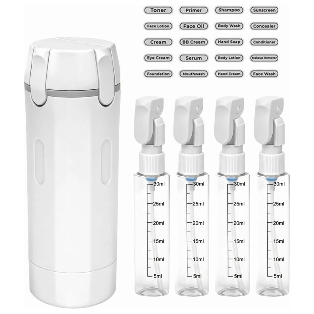 4 in 1 Travel Dispenser Bottle, Leak-Proof Travel Bottles for Toiletries & Serums, TSA Approved Refillable Travel Kit, Pump Containers, Luggage & Travel Accessories, 30ml(3 x 4 Bottle)