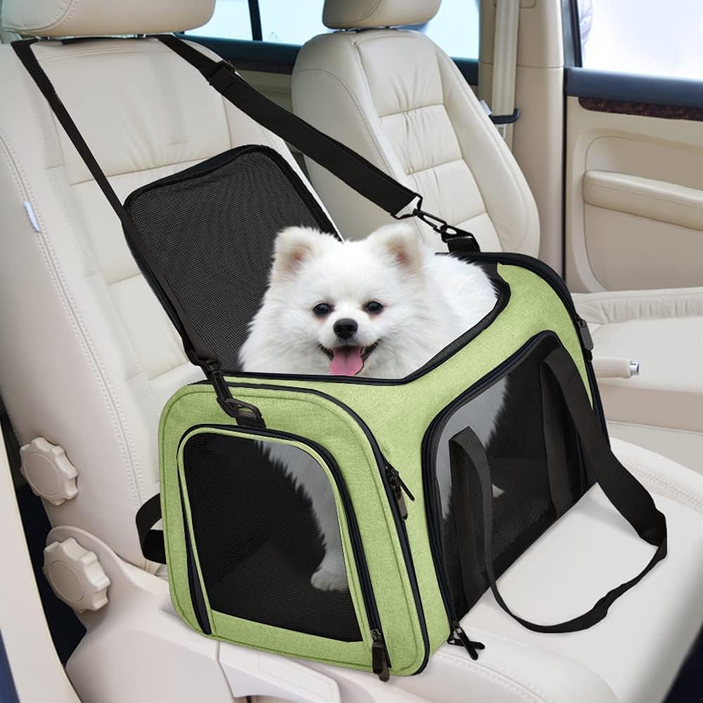 Henkelion Pet Carrier for Cats and Dogs – TSA Approved, Foldable, Soft-Sided, Up to 15 lbs – Black