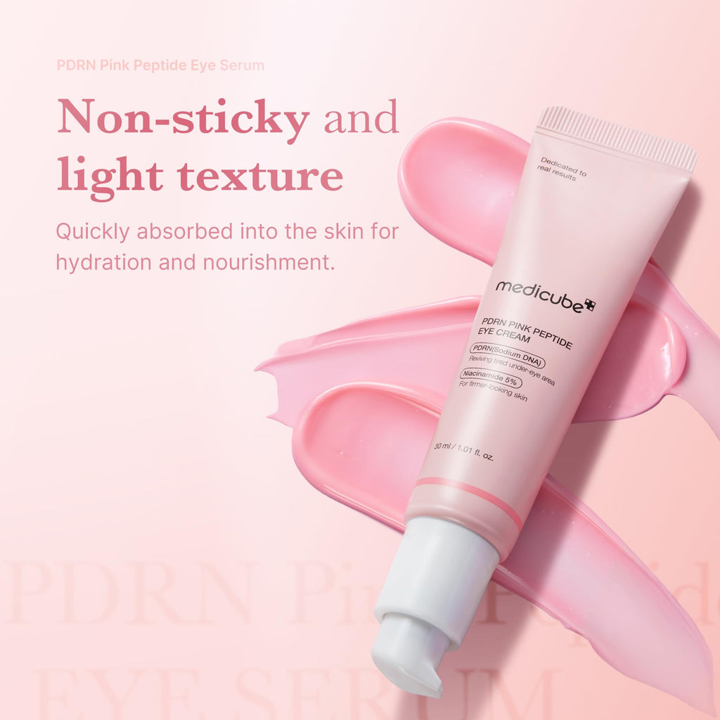 Medicube Pink Peptide Eye Serum – Salmon DNA PDRN, Niacinamide & 99% Pure Retinol for Fine Lines, Dark Circles, Korean Skincare 1.01 fl oz