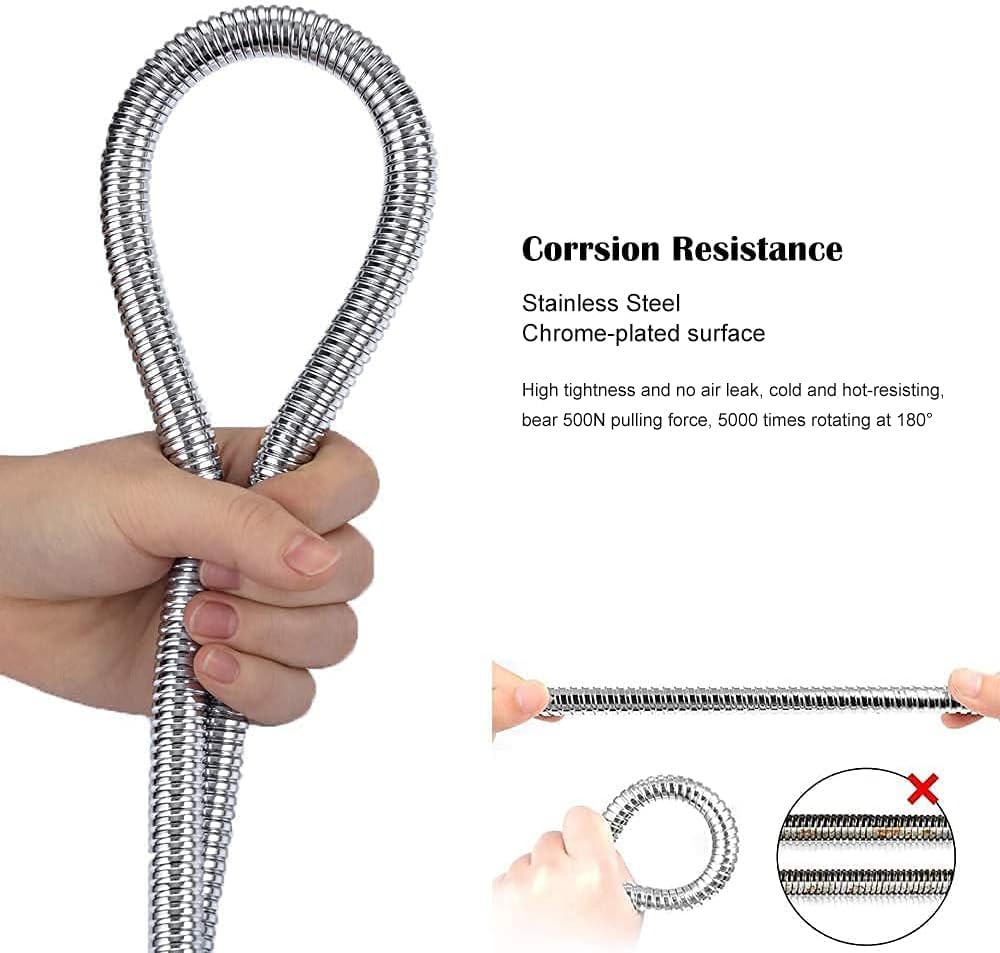 2 Meter (6.5 ft) Shower Hose, Flexible Stainless Steel Handheld Shower Hose 78 Inch, Replacement Hose for Handheld Shower Head, Chrome (1)