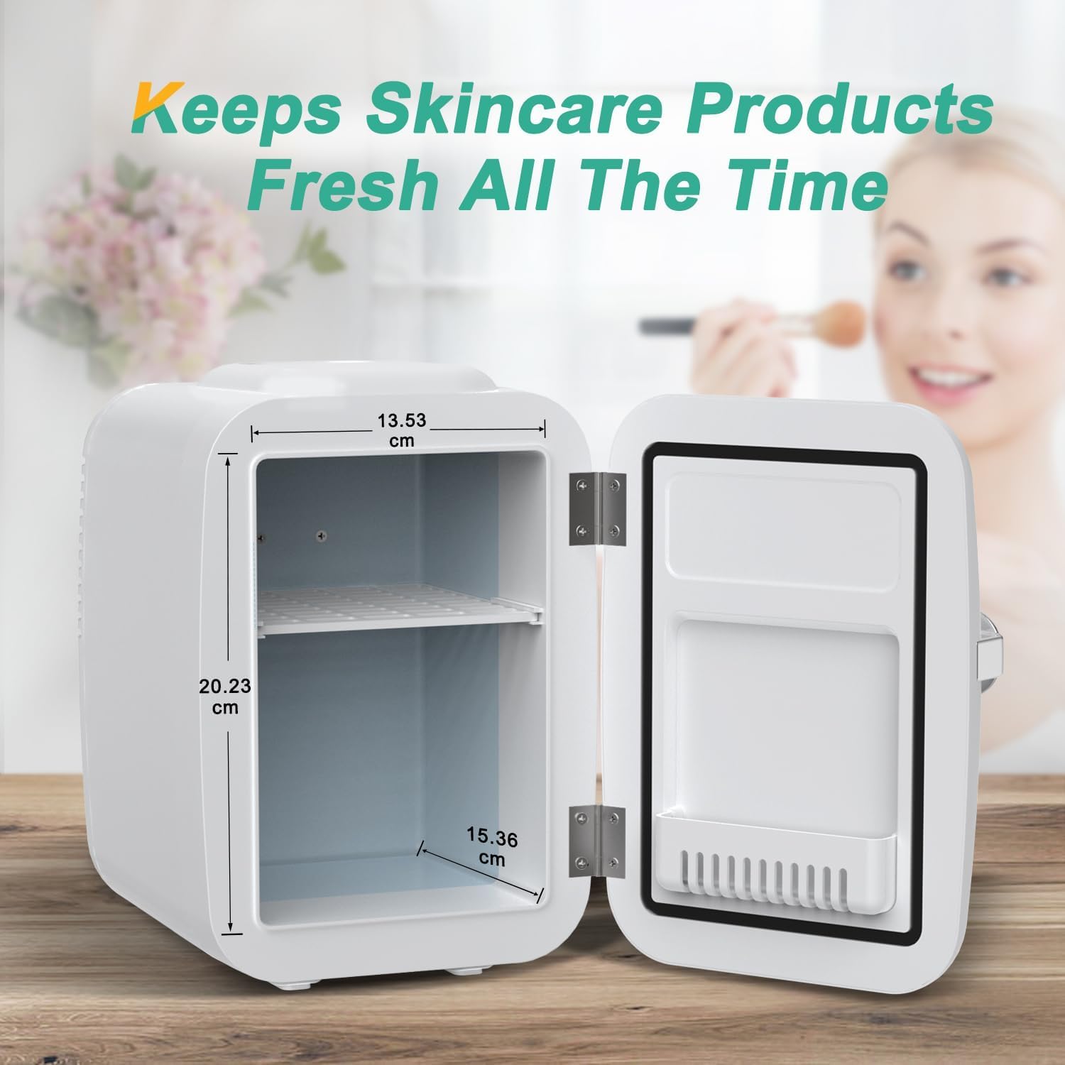 Crownful 4L Mini Fridge - 6-Can Portable Cooler & Warmer | Personal Skincare, Cosmetics & Food Refrigerator for Bedroom, Office, Car & Dorm | ETL Listed (White)