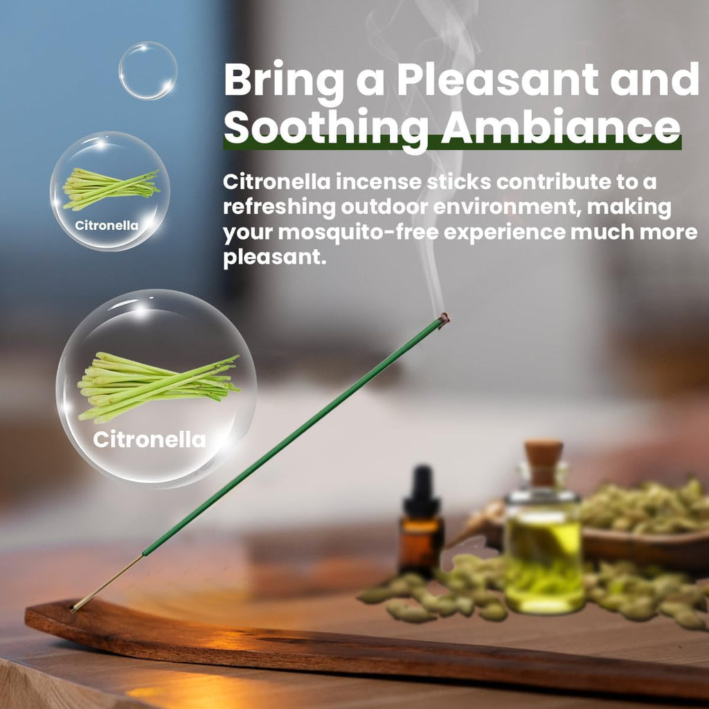 Banana Home 60-Piece Citronella Mosquito Repellent Incense Sticks with Holder – Natural Plant-Based Formula, Outdoor Use