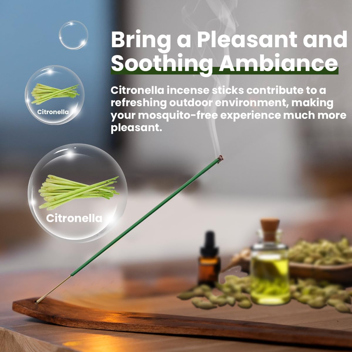 Banana Home 60-Piece Citronella Mosquito Repellent Incense Sticks with Holder – Natural Plant-Based Formula, Outdoor Use