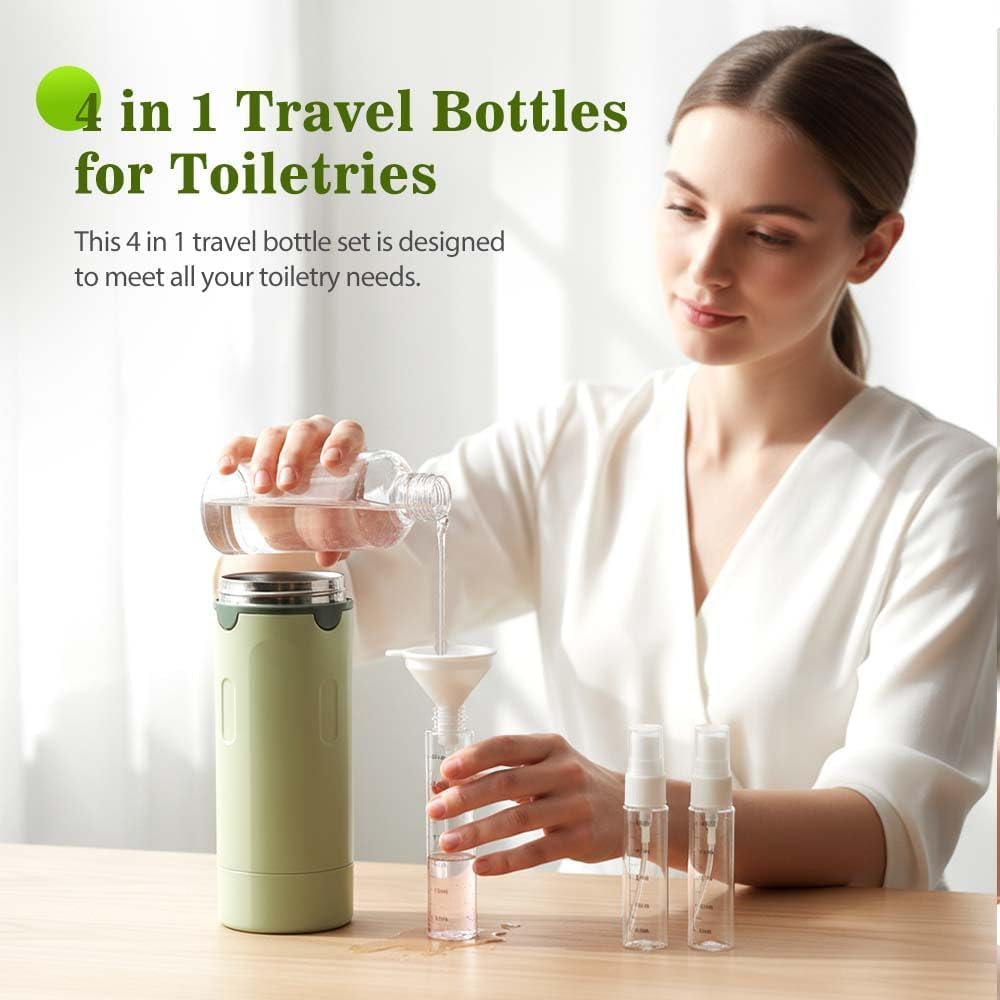 4 in 1 Travel Dispenser Bottle, Leak-Proof Travel Bottles for Toiletries & Serums, TSA Approved Refillable Travel Kit, Pump Containers, Luggage & Travel Accessories, 30ml(3 x 4 Bottle)