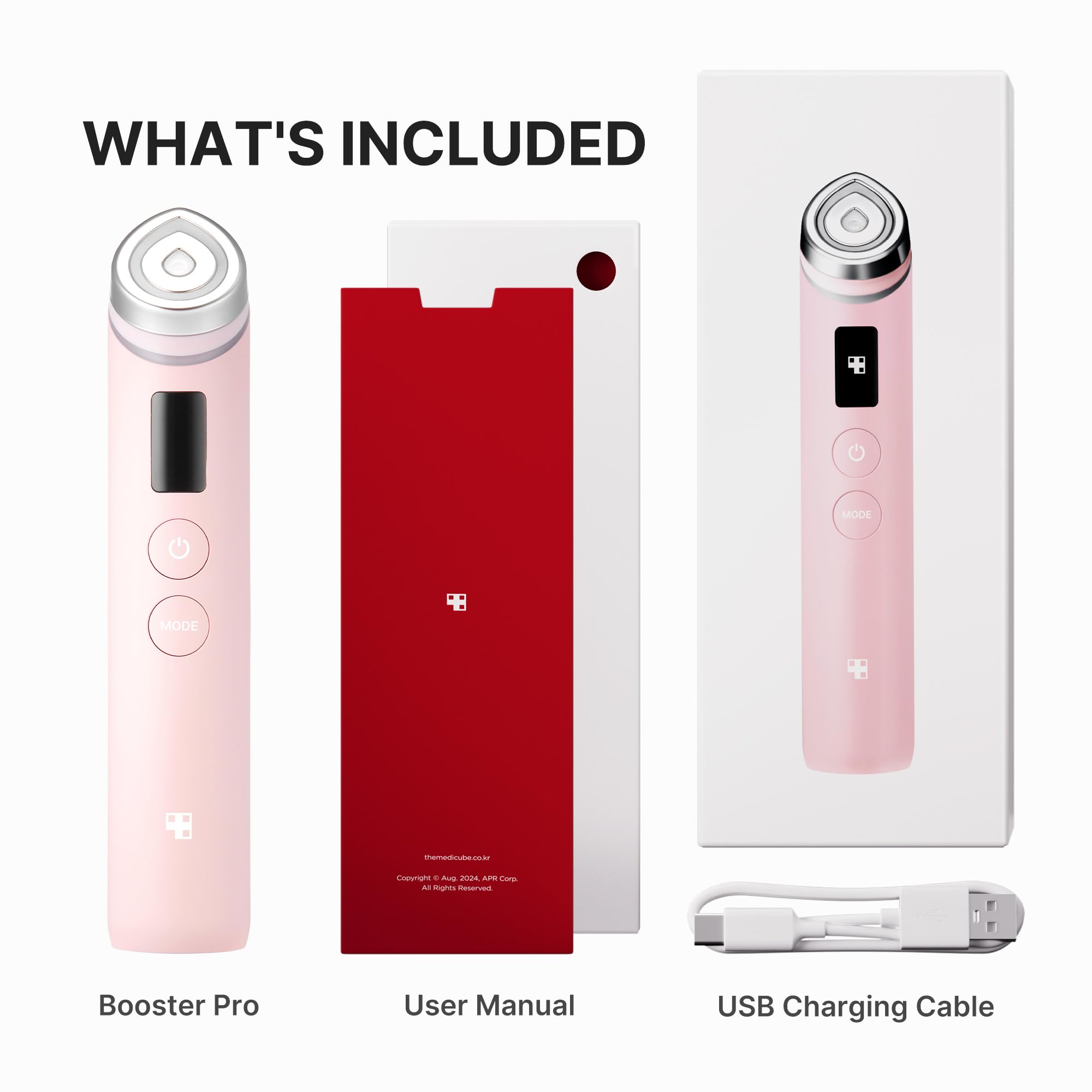 Medicube AGE-R Booster Pro Pink – 6-in-1 Real Glass Beauty Massage Device for Glass Skin, Korean Skincare