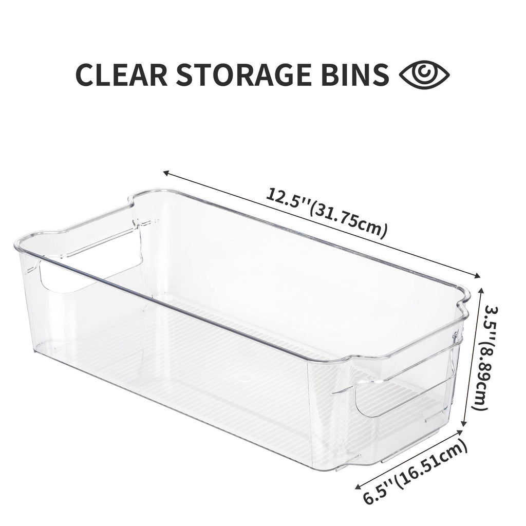 FiTopMart 8-Pack Stackable Fridge & Cabinet Organizer Bins - Clear BPA-Free Plastic Storage Boxes for Refrigerator, Kitchen Shelves & Pantry