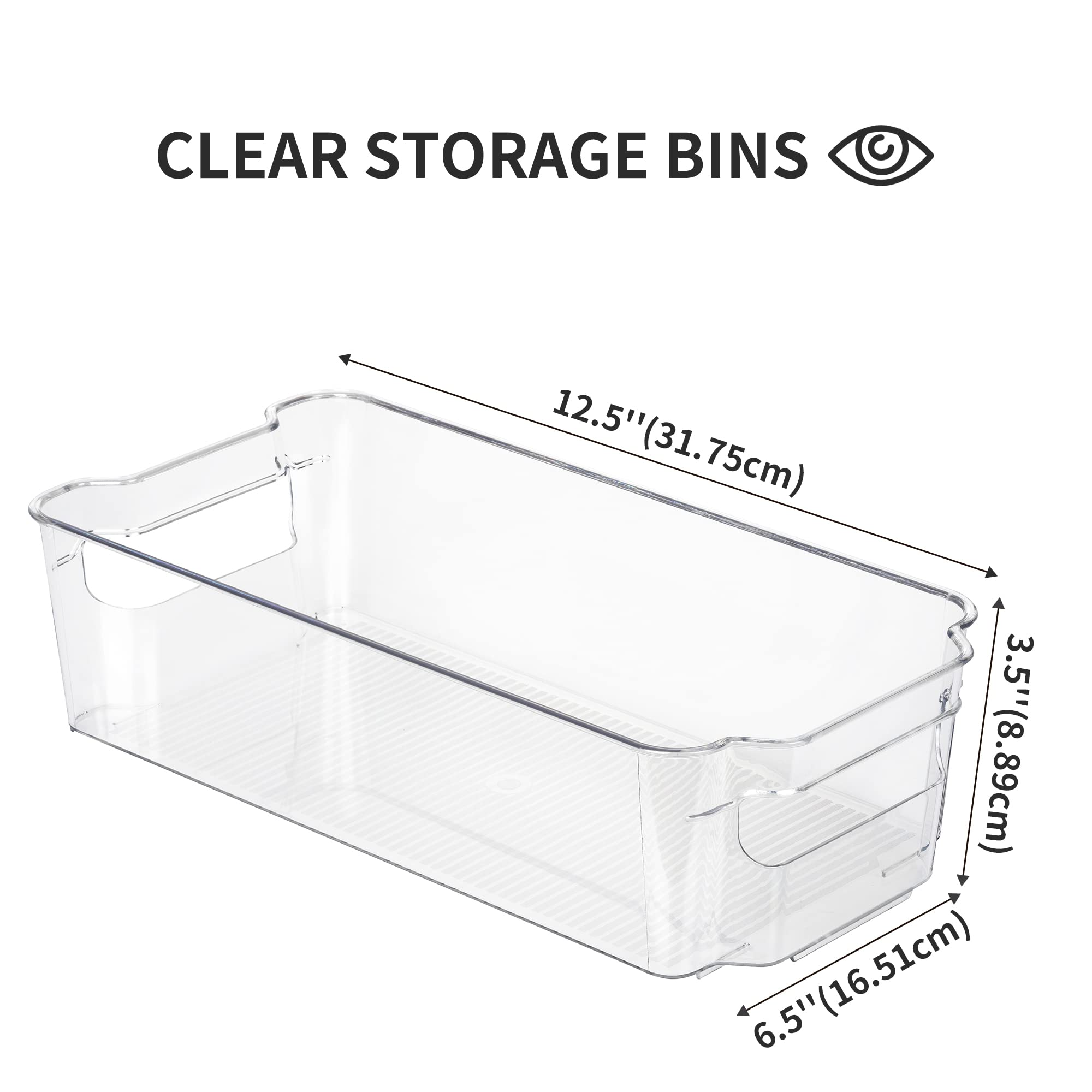 FiTopMart 8-Pack Stackable Fridge & Cabinet Organizer Bins - Clear BPA-Free Plastic Storage Boxes for Refrigerator, Kitchen Shelves & Pantry