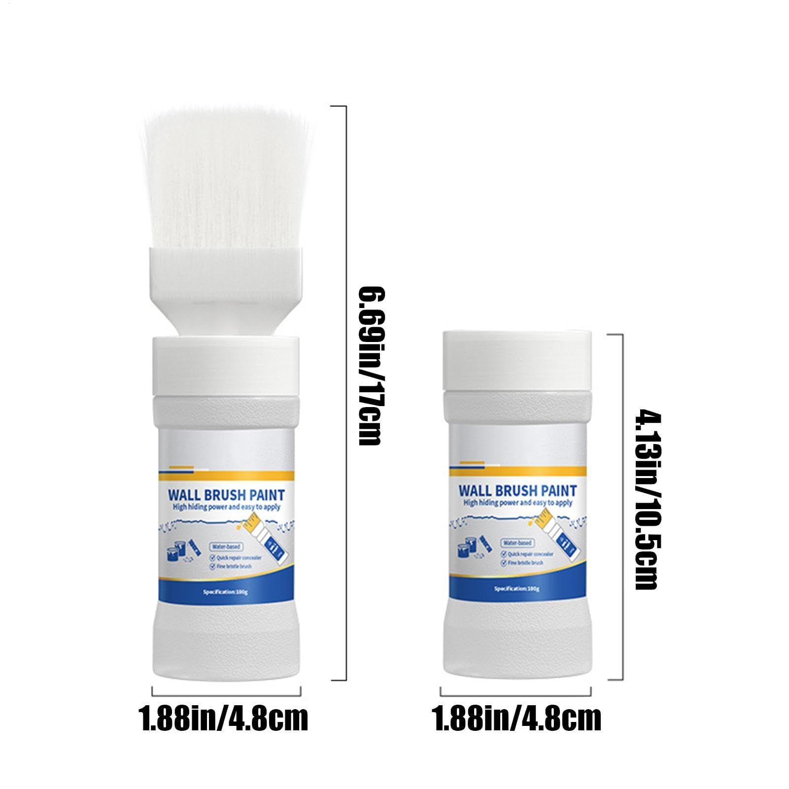 Sioussy Wall Repair Paint for Stains and Cracks, White Latex Paint 180g with Built-in Rotating Brush, Fast-Drying Water-Based Formula for Walls, Ceilings, Furniture, and Baseboards