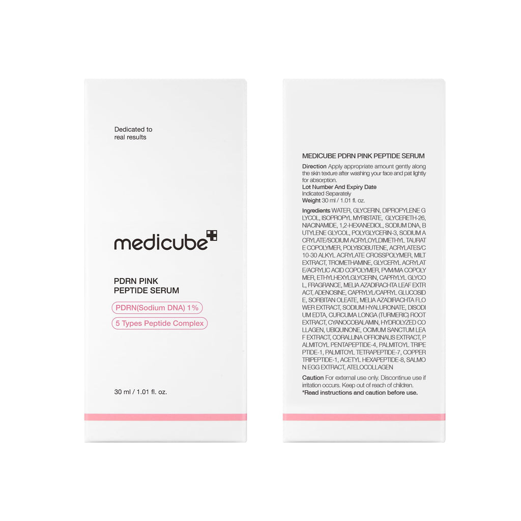 Medicube Pink Peptide PDRN Serum 1% – Pink Glow, Niacinamide, Moisturizing & Plumping, Korean Skincare 30ml (Salmon DNA PDRN)