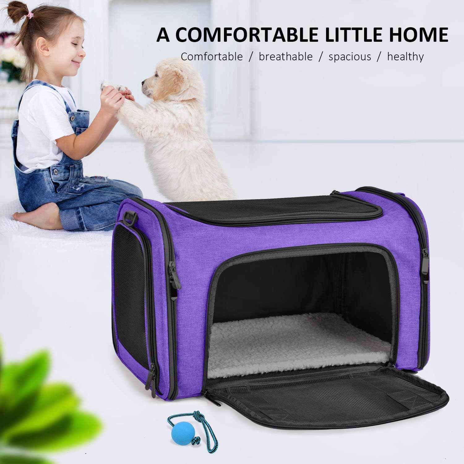 Henkelion Pet Carrier for Cats and Dogs – TSA Approved, Foldable, Soft-Sided, Up to 15 lbs – Black