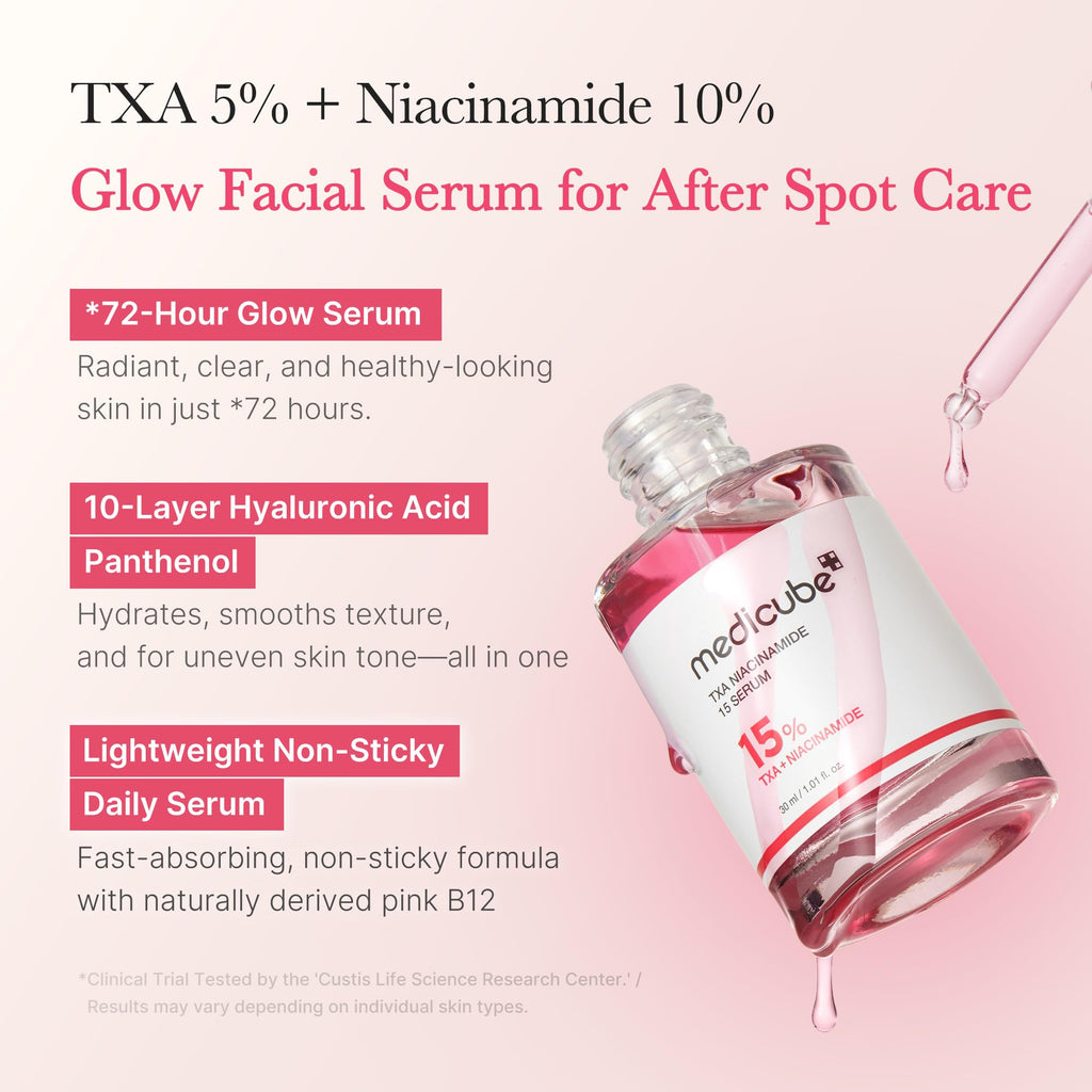 Medicube TXA + Niacinamide 15% Glow Face Serum – Post-Blemish Care, Korean Skincare, Uneven Tone, Texture & Hydration, 5% Tranexamic Acid