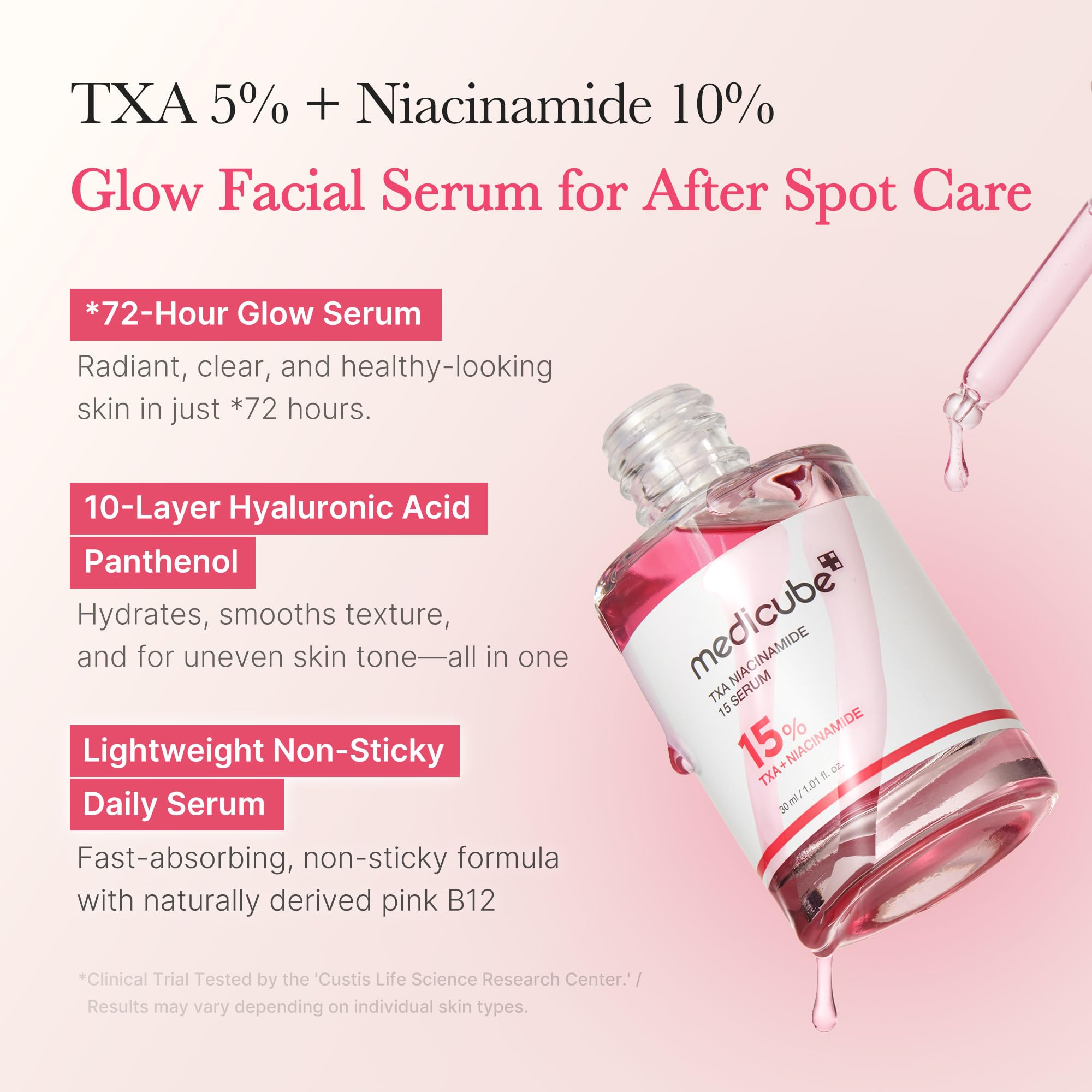 Medicube TXA + Niacinamide 15% Glow Face Serum – Post-Blemish Care, Korean Skincare, Uneven Tone, Texture & Hydration, 5% Tranexamic Acid