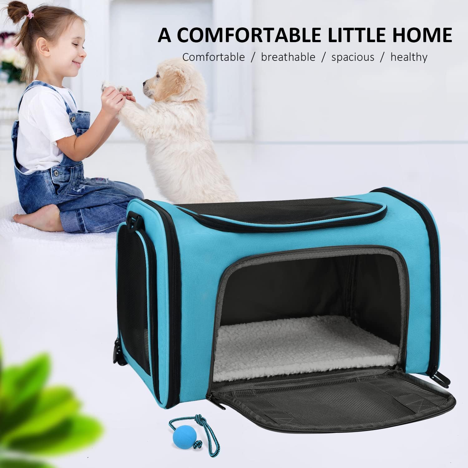 Henkelion Pet Carrier for Cats and Dogs – TSA Approved, Foldable, Soft-Sided, Up to 15 lbs – Black
